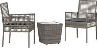 vidaXL Bistro Set 3-delig Grijs Polyrattan