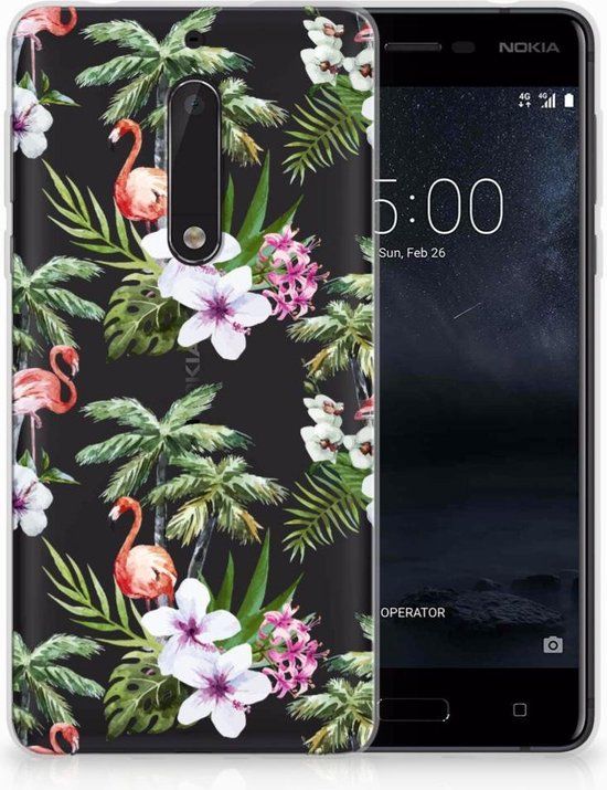 Nokia 5 TPU Hoesje Design Flamingo Palms