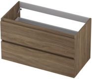 INK - Onderkast 2 Laden Greeploos met Houten Keerlijst - 900x450x520 Mm - Zuiver Eiken