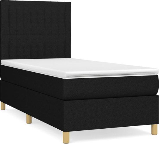 vidaXL Boxspring met matras stof zwart 90x190 cm