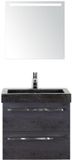 BES LED Seville Badmeubelset 60 cm - Black Oak - Wastafel Hardsteen Wit Lucca met Sence Spiegel