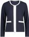 Betty Barclay Shirt Jacke Kurz 1/1 Arm Vrouwen M (38) Katoen/Elastaan Effen Lange mouw Ronde hals Rits Steekzakken 8911 - Patch Dark Blue/Cream