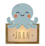 WONDEE Gepersonaliseerd nachtlampje voor baby's en kinderen, octopus