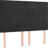 vidaXL Hoofdbord Zwart Fluweel 144x5x118/128 cm