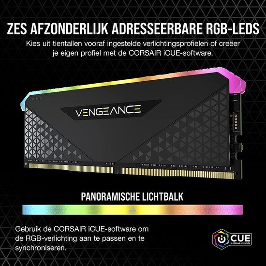 Corsair Vengeance RGB CMG16GX4M2E3200C16 16GB (2x8GB) DDR4 3200MHz - Zwart