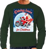 Bellatio Decorations Shoppartners Bv Foute kersttrui sweater - motorliefhebbers - driving home for christmas - groen - heren - bikers S