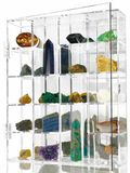 Acryl vitrine verstelbare heldere rock vitrine schaduwdoos met planken opslag organizer voor mini pop figuur, verzamelobjecten, minerale kristallen, stenen, wandmontage, met spiegel en deksel