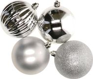 Decoris Boules de Noël - Argent - 10 cm - 4 pièces