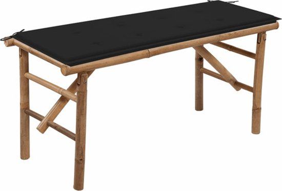 vidaXL Tuinbank inklapbaar met kussen 118 cm bamboe