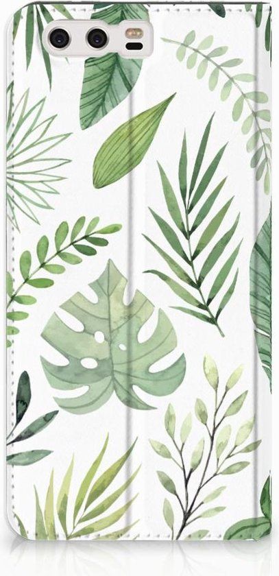 B2Ctelecom Huawei P10 Plus Book Case - Leaves - Green
