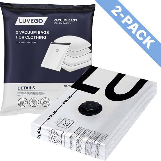 Luvego Vacuümzakken voor kleding en dekbedden - 2 XL Vacuüm opbergzakken - Extra grote vacuümzakken