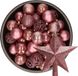 Decoris Kerstballen 37x stuks 6 cm - met ster piek - oudroze - kunststof