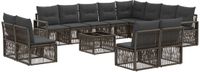 vidaXL Tuinbank - Set - 13-delig - Grijs - Polyrattan