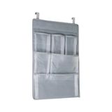 Keukengereihouder met 6 vakken en 2 haken, organizer voor kast van polyester, 28 x 43 cm, grijs