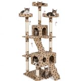 BAKAJI Krabpaal voor katten, sisalboom, speelplaats, kattenbed, krabpaal voor katten, hoogte 170 cm (Paw Beige)