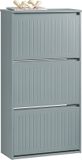 SoBuy FSR165-H-HG Schoenenkast - Grijze Opbergkast met 3 Flappen & Schoenenrek