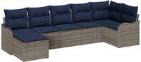 vidaXL Tuinbank Set 7-delig Grijs Polyrattan