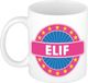 Bellatio Decorations - Elif voornaam - koffiemok - beker - wit/roze - 300 ml