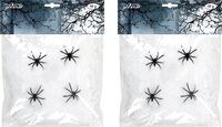 Boland Decoratie spinnenweb/spinrag met spinnen - 2x - 60 gram - wit - Halloween/horror thema versiering