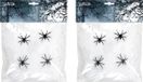 Boland Decoratie spinnenweb/spinrag met spinnen - 2x - 60 gram - wit - Halloween/horror thema versiering