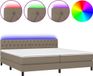 vidaXL Boxspringbed met matras en LED-verlichting, taupekleurig, 200x200 cm, gestoffeerd