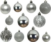 Decoris 100x stuks kunststof kerstballen zilver mix 4, 5, 6, 7 en 8 cm - Onbreekbare plastic kerstballen