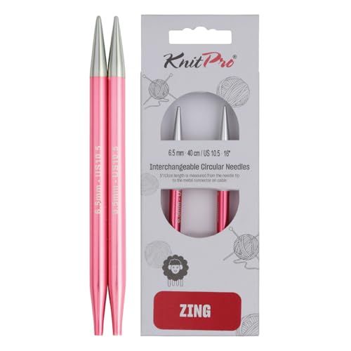 KnitPro Zing: Circular Knitting Needles: Interchangeable: Normal: 6.50mm, Aluminum, Multicolor, 6.5mm