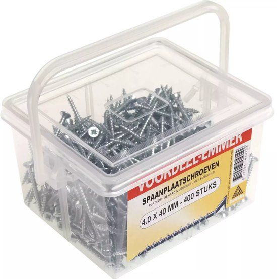 Deltafix Spaanplaatschroeven - 4.0 x 40 mm - Verzinkt - Deeldraad - 400 stuks
