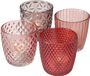 Boltze Waxinelichthouders Theelichthouders Set van 4 Glas Roze tinten
