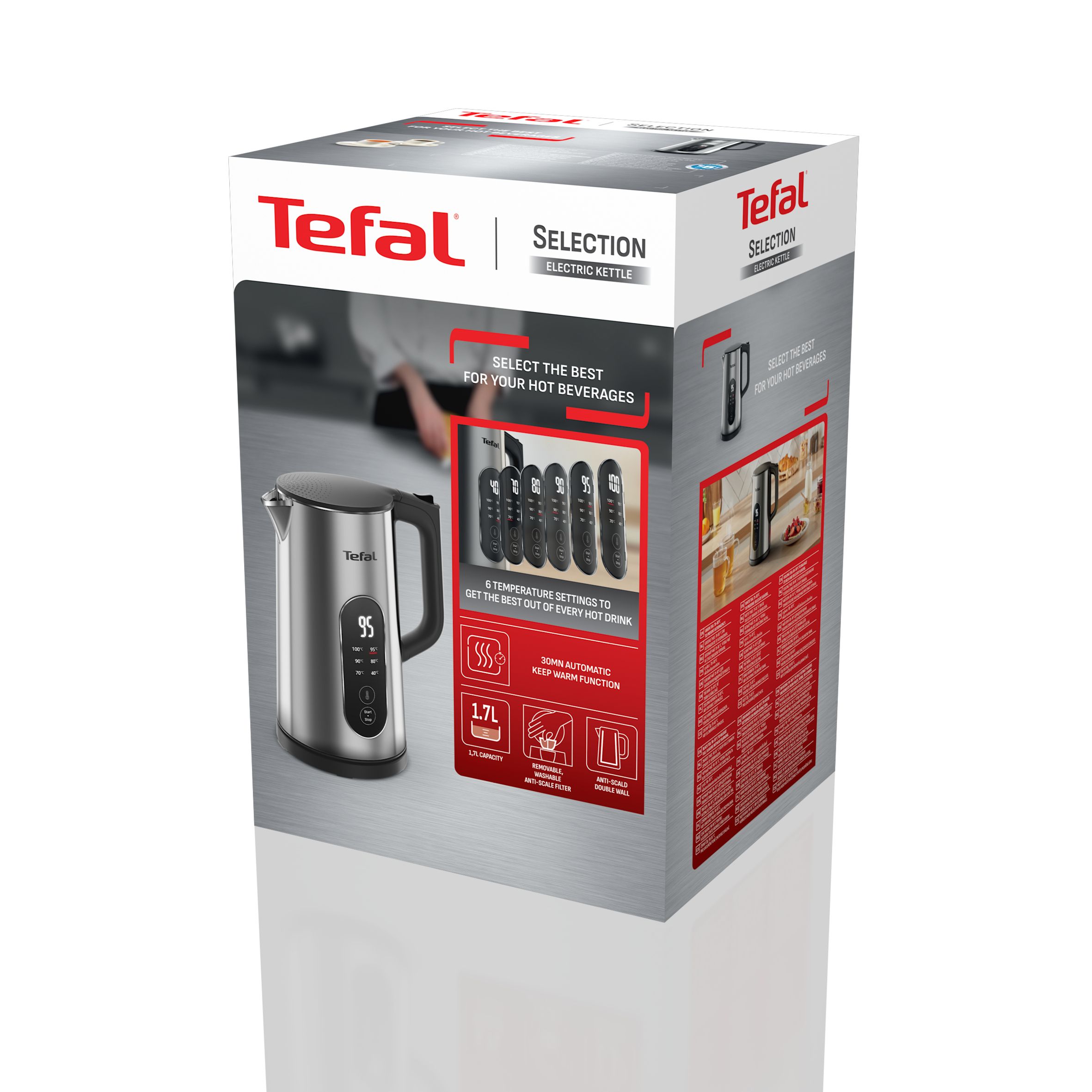 Tefal Selection Waterkoker - 1.7L - Zwart/RVS - Met Temperatuurregeling