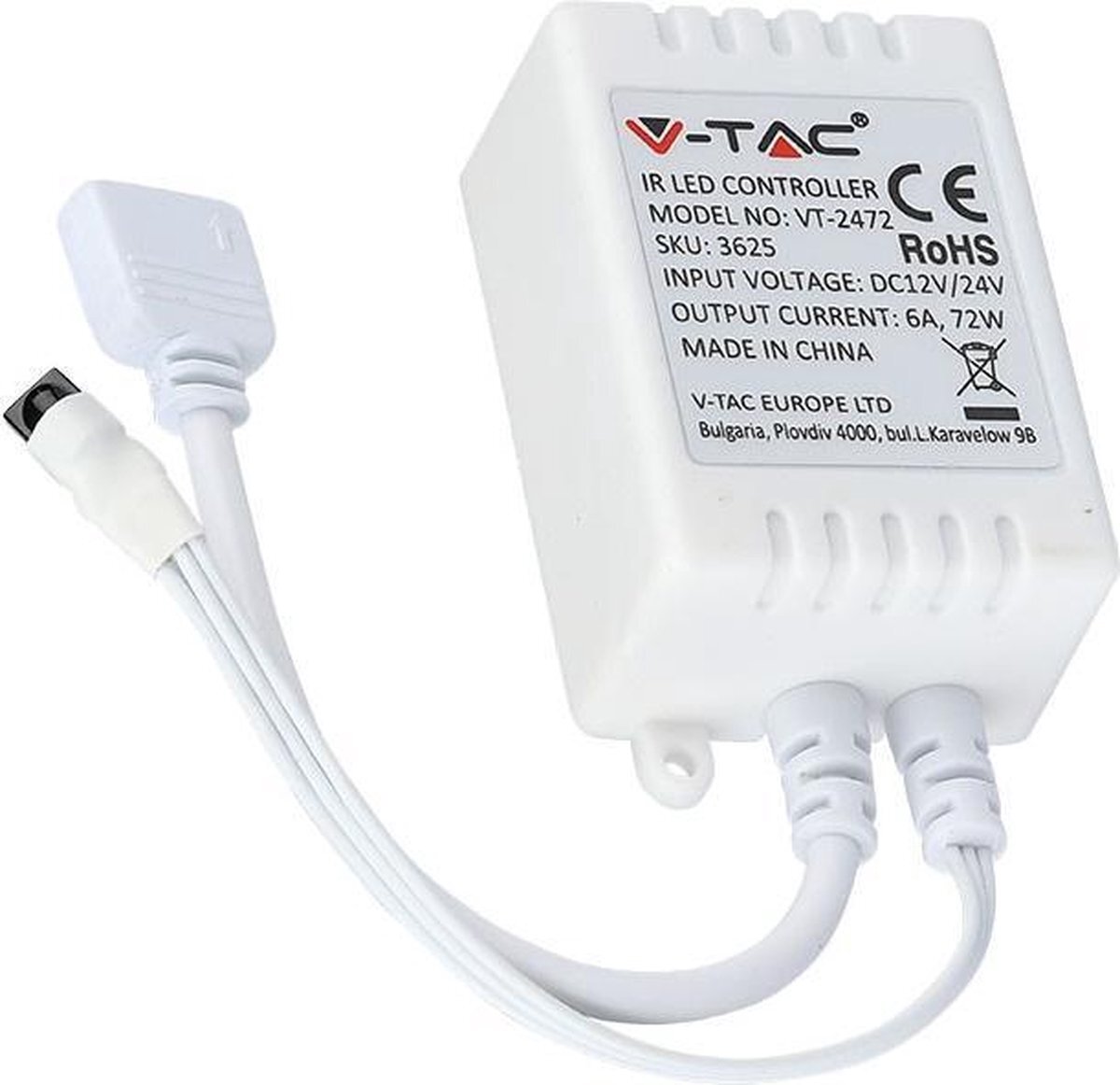 V-tac Controller Vt-2472 Ir Remote 35 X 60 Mm Wit 2-delig