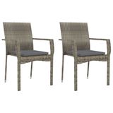 vidaXL Tuinstoelen 4 stuks met kussens polyrattan grijs
