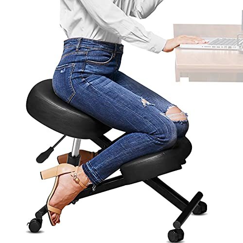 Himimi Kniestoel, ergonomisch, verstelbare kniekruk, houdingscorrectiestoel, orthopedische kniestoel voor thuis en op kantoor