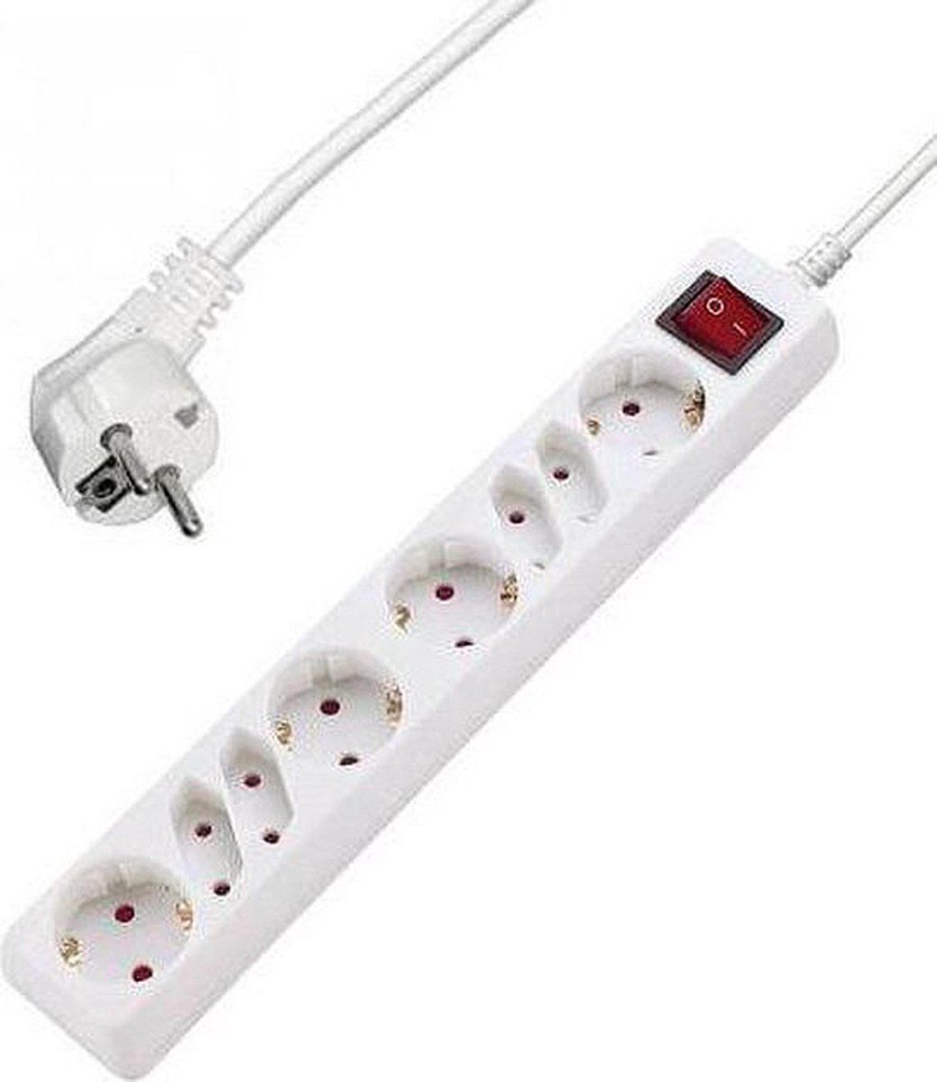 Allteq Stekkerdoos met schakelaar - 8-voudig - 15 meter - Wit