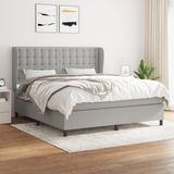 vidaXL Boxspringbed met matras, stof, lichtgrijs, 180x200 cm