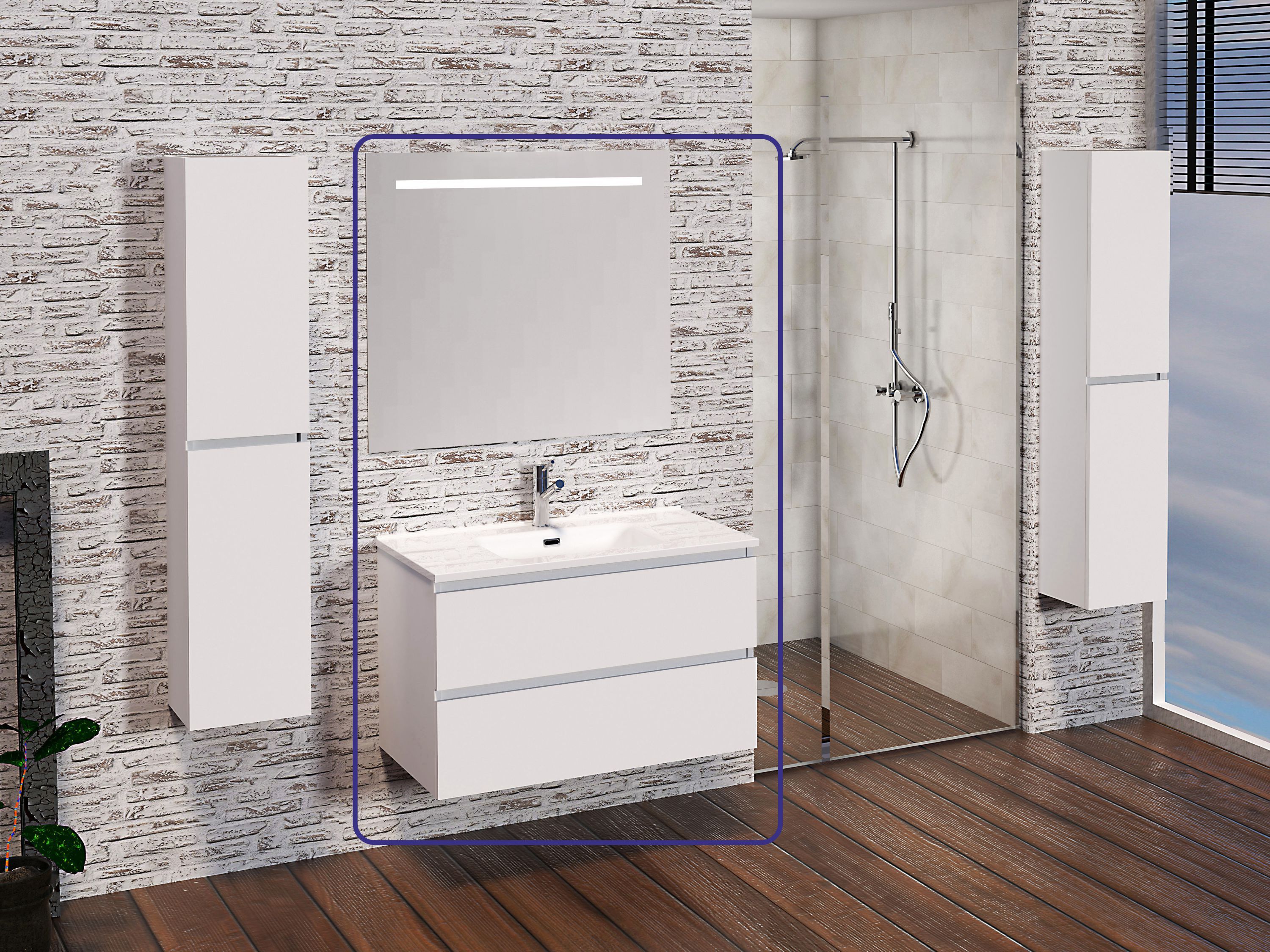 Wiesbaden Excellence Sephia badmeubel met spiegel 80 cm mat wit