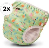 Bambinex Wasbare Zwemluier & Oefenbroek Flamingo - Maat S (2 Stuks)