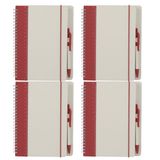 Merkloos Notitieboekje/opschrijfboekje A5 - 4x - rood - Harde kaft - 70 blanco pagina's - rood elastiek