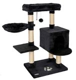 Poteau griffoir pour chat - 93 cm - Gris foncé - Avec boule en sisal et peluche