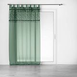 douceur d'intérieur Milagreen gordijn met lussen, 140 x 240 cm, gezandstraald, Top Print en Pompon, Groen