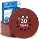 EffektWerk Papier de verre 225 mm Velcro – 30 pièces – Disques de ponçage professionnels pour ponceuses à bras long et ponceuses girafe – Rond, 10 trous – Grain 40, 60, 80, 120, 180 et 240