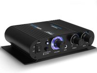 Pyle Audio Versterker - 90W Compact Bluetooth Mini Stereo Versterker voor Studio - 3,5 mm en 6,35 mm Ingangen - Draaischakelaars
