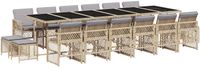 vidaXL 17-delige Tuinset met Kussens, Beige, Polyrotan