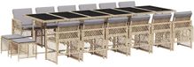 vidaXL 17-delige Tuinset met Kussens, Beige, Polyrotan