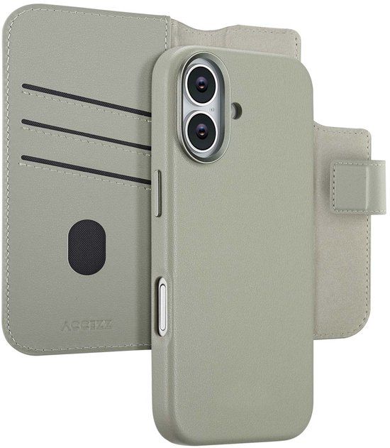 Accezz Leather Bookcase 2-in-1 met MagSafe voor de Apple iPhone 17 - Light Grey