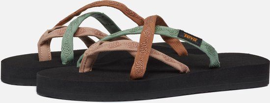 Teva W Olowahu Teenslippers Dames - Zwart/Bruin/Groen Maat 39