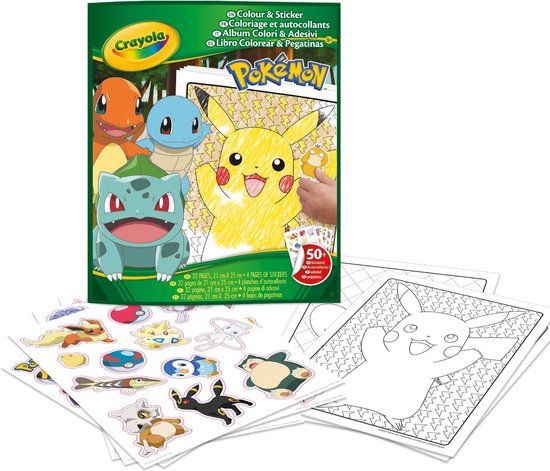 Crayola Pokemon Kleurboek met Stickers - 32 Pagina's - Kinderen