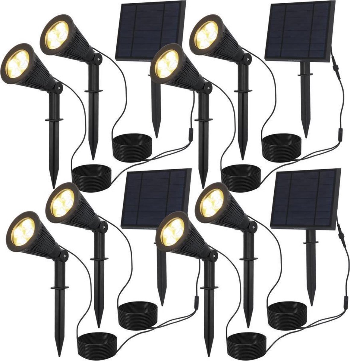 HOFTRONIC 4x Bend duo - Solar Tuinspot - Zwart - Los zonnepaneel - IP65 Waterdicht - Schemerschakelaar - Tot 12 uur brandtijd - Kantelbaar - Winter solar - 3000K Warm Wit (sfeervol) - Tuinverlichting op zonne-energie - Ook als wandlamp te gebruiken