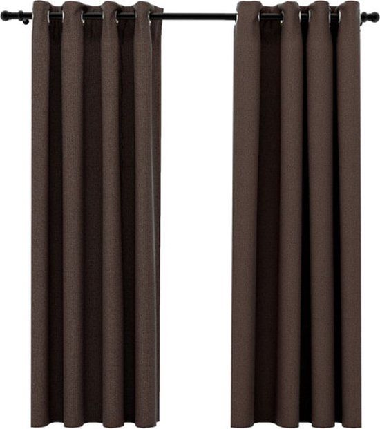 vidaXL Gordijnen linnen-look verduisterend ogen 2 stuks 140x175 cm taupe