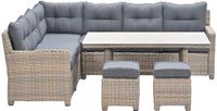 Garden Impressions Alaska lounge dining set 5-delig links - vintage willow - light teak vironwood